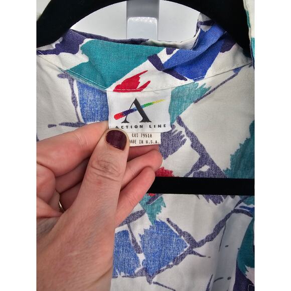 1980s Action Line Women's Multicolor Short Sleeve Wrap Shirt Size 3XL - Picture 3 of 5